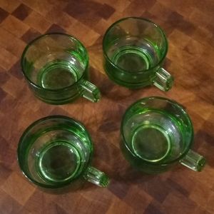 Green Glass Vintage Teacup Set